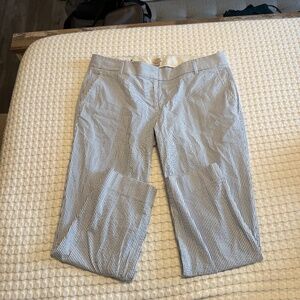 J.Crew Wide-Leg Crop Pants Blue White Stripe Nautical Cotton Stretch Size 10